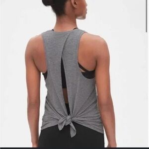 Women's Gap GapFit Breathe Tie Open-Back Tank - Women | Color: Grey | Size: M